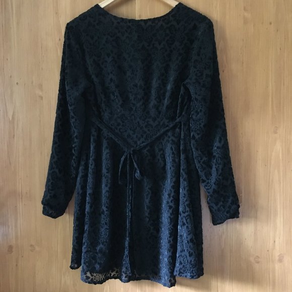 Vintage 90s Lydia GAP Velvet Burnout Gothic Damask Dress - Picture 2 of 11
